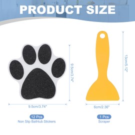PATIKIL 12 Pcs Non Slip Bathtub Stickers, Anti Slip Shower Stickers with Scraper Bathroom Shower Floor Decals Paw Footprint Cute Treads Tubs, Black