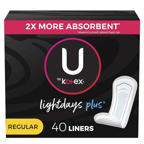 Kotex Lightdays Plus Absorbent Liners, 40 Count