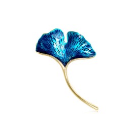 Ginkgo leaf Brooch Plant Autumn Jewellery Pin Blue Leaf Brooch Enamel Lapel Pin Corsage for Blouse Jacket Coat Handbag Fashion Jewelry Gold Tone