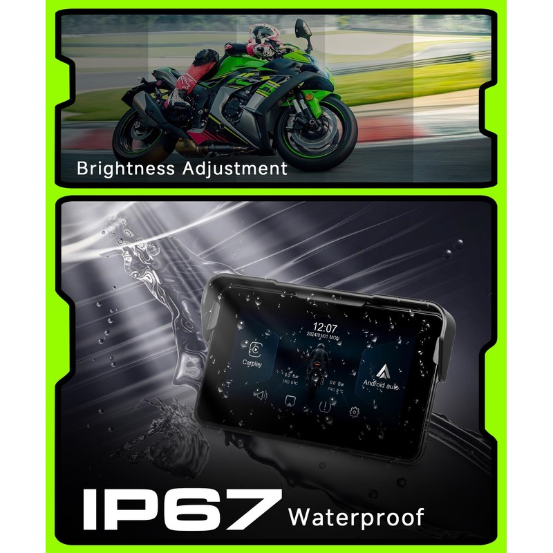 Orderich Motorcycle CarPlay Screen 5 Inch Wireless Carplay Android Auto