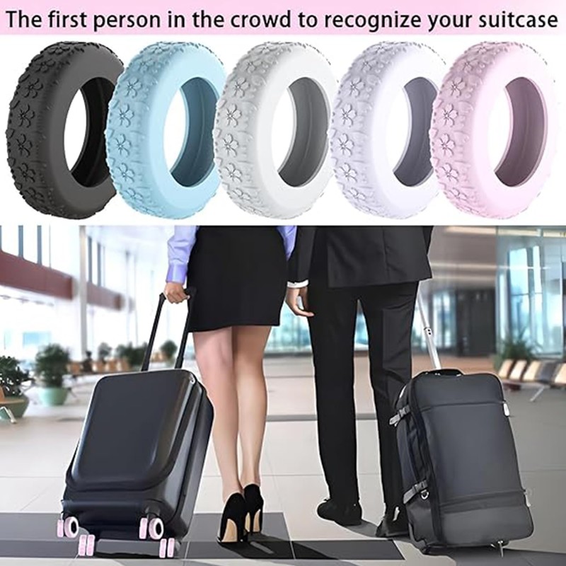 CJKDXDH Silicone Luggage Wheel Covers, 8 Pcs Anti Noise Wear-Resistant