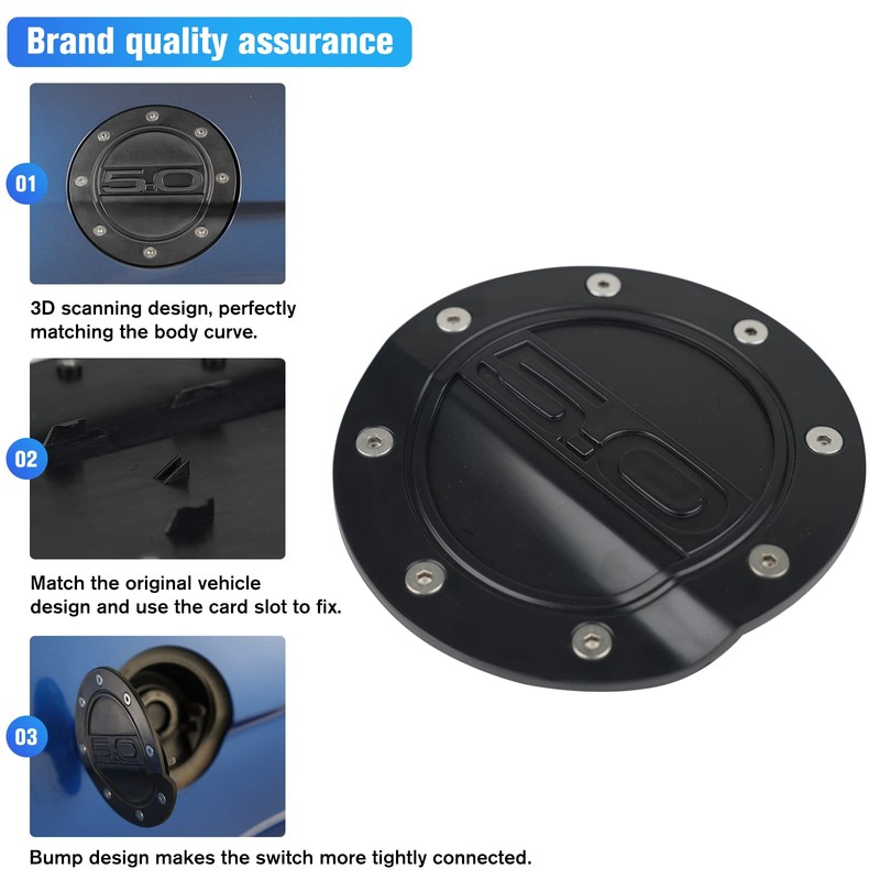 LitMiRaCle Fuel Tank Cap Cover for Ford Mustang GT, Gas