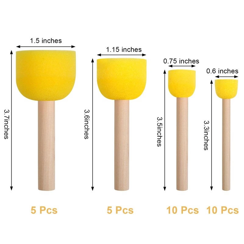 Round Sponges Brush Set, 30 Pcs Round Foam Brush for