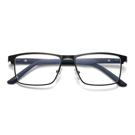 ZNEIAAPR Nearsighted Metal Myopia Glasses Men, Blue Light Spring Hinge Shortsighted Distance Driving Glasses (NOT READING GLASSES) Black/-2.00 Diopters