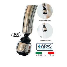 Eco-flow Solar Tap Adapter | Two Function Tap Aerator/Shower Flow with 360 Rotation | Water Saving, Fits in Mins | Italian Made