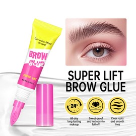 Brow Lamination Gel with Styling Comb - Clear Brow Gel for Fluffy & Laminated Brows - Long-Lasting Strong Hold Eyebrow Styling Wax for Natural-Looking Brows,Waterproof Eyebrow Glue
