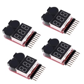 AiTrip LiPo - Comprobador de batería RC 1-8S (4 Unidades, Alarma de bajo Voltaje, con indicador LED, para batería Li-Ion Li-MN Li-Ion), 4PCS Old BX100