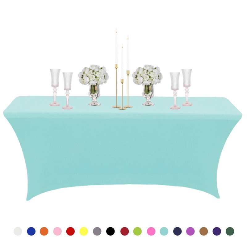 Blue Spandex Tablecloths 4ft for Rectangle Table,Stretchable Tablecloth Washable Table