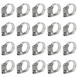 20Pcs-Hose Clamp,304 Stainless Steel Hose Clamps, Adjustable 13-19mm (1/2-3/4 inch) Range Hose Clips,Worm Gear Hose Clamp Fuel Line Clamp for Plumbing/Automotive/Mechanical Application