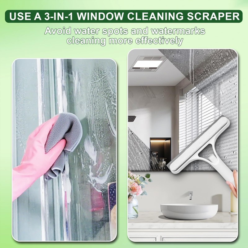 FZHZVVZPY 3 in 1 Window Cleaning Scraper, Window Squeegee with