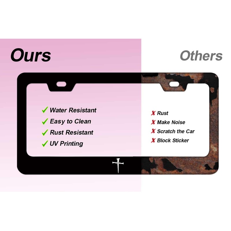 1pcs Black Cross of Nails Pattern License Plate Frames -