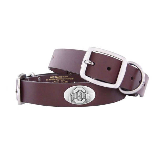 ZEP-PRO Ohio State Buckeyes Brown Leather Concho Dog Collar, X-Large