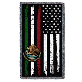 Pure Country Weavers Mexican American Flag Woven Blanket Cobija Large Soft Comforting Throw 100% Cotton Made in The USA (61x36)