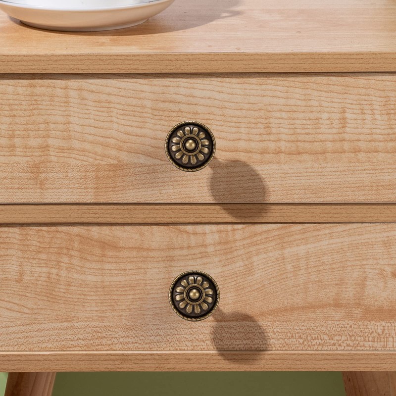 Fecraf 10 Pack Antique Brass Cabinet Knobs, Vintage Retro Drawer