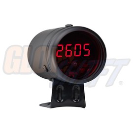 GlowShift Digital Tachometer & Shift Light - Black Housing & Red LED - for 4, 6, 8 Cylinder Gas Powered Engines