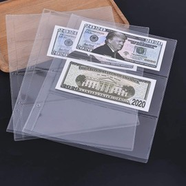 CAXUSD 10pcs Philatelic Page Transparent Money Bag Bill Protector Bag Currency Clear Zip Ties Pocket Binder Organizer Clear Stamp Clear Binder Bill Collection Sleeves New Pvc Material