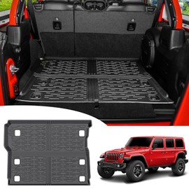 Utiiy Trunk Mat Fit for 2018-2024 Jeep Wrangler JL Unlimited 4X4 with Subwoofer Cargo Mat TPE Cargo Liners Trunk Floor Mat for Jeep Wrangler JL 4 Door Accessories 2023 2024(Not Fit 4XE)