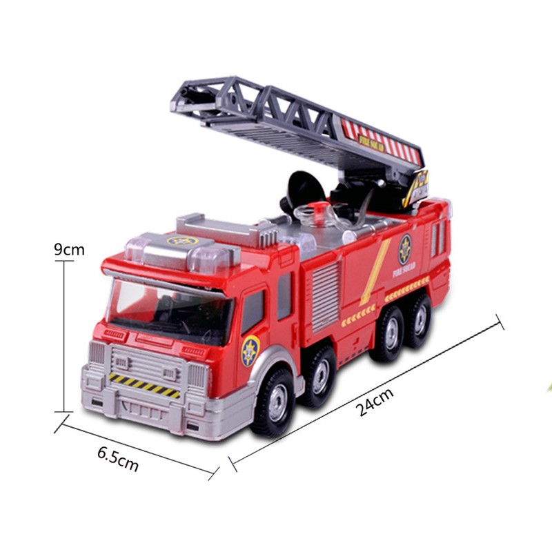Mini Simulation Aerial Ladder Truck Model Vehicle Fire Fighting Car
