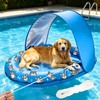 55 x 35 Inch Inflatable Dog Pool Float with Sunshade