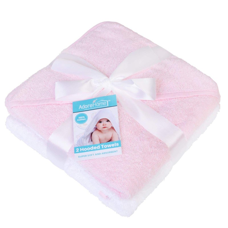 2 x Hooded Baby Towel Soft 100% Cotton Bath Wrap