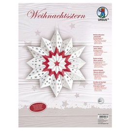 Ursus 33800000 - Weihnachtsstern, polarweiß, Set zum Basteln von einem Weihnachtsstern, Durchmesser ca. 30,5 cm, einseitig bedruckt mit Pearl Effekt, gelasert und genutet, inklusive Bastelanleiting