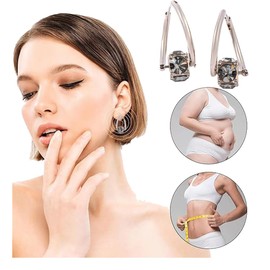 Lymphatic Drainage Slimming Hoop Earrings, Rhinestone Lymphvity Germanium Earring Lymphatic Acupuncture Earrings Fashion Jewelry Gift For Women (1Pairs-A)