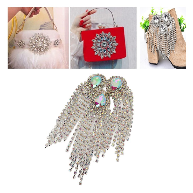 Rhinestone Tassel Shoulder Epaulet Decorative Shoulder Board Badge DIY Exquisite