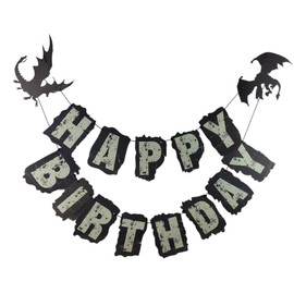 Dragon Themed Happy Birthday Banner Game of Throne Birthday Banner Dragon Knight Birthday Party Decors for Medieval Theme Fairy Tale Fantasy Birthday Baby Shower 1st Birthday Party Supplies