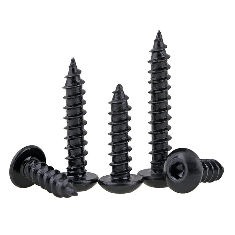 FEEIMOL Round Head Self Tapping Screws Wood Screws Black Hex