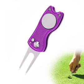 YFFSFDC Golf Fork Folding Golf Fork Repair Fork Portable Zinc Alloy Golf Equipment Accessories Gift Pack of 1 (Purple)