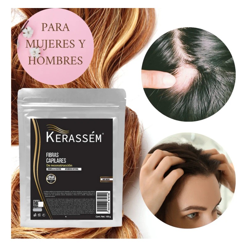 Fibras Capilares 100g Cubre Calvicie Kerassém Varios Tonos