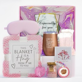 Acecreate Fleece Blanket for Women, Birthday Gifts for Women,Get Well Soon Gifts for Women,Self Care Package for Women,3D Plaid Jacquard Fluffy Queen Blanket for Home Decor, Pink 39x59 Inches