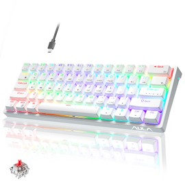 AULA 60 Percent White Mechanical Gaming Keyboard, 29 RGB Backlit Custom Hot Swappable Keyboard, Red Switch 60% Mini Small Wired Compact Keyboard for PC/Mac/Laptop/Wins(Wired Version)