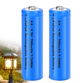 winbasic 3.2v AA LiFePo4 Rechargeable Solar Battery 700mAh Low Self-Discharge for Solar Lights, Wall Lantern, Solar Post Lights (2 Pack)