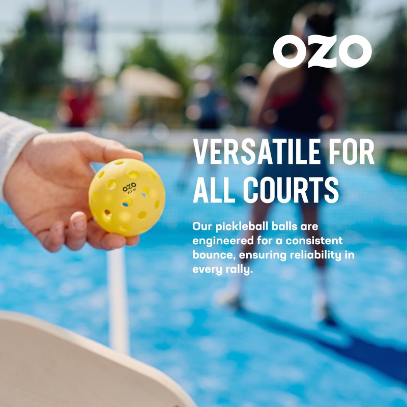 OZO Pickleball - Set of 6 Outdoor Balls, 40 holes,