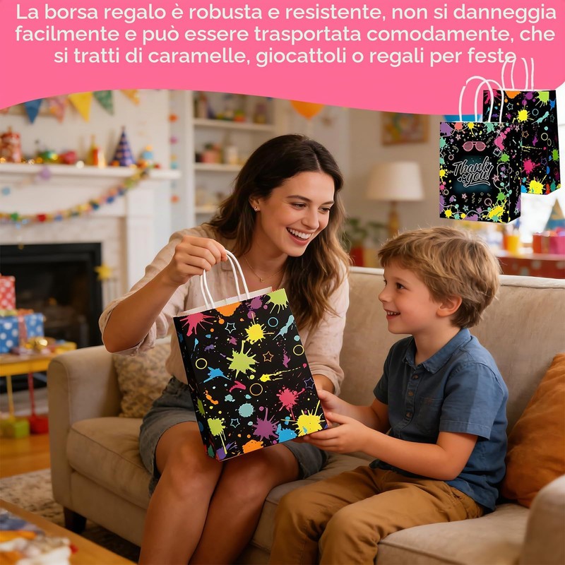 MFCGHXR Sacchetti Regalo Neon Fluorescenti per Feste: Set da 10