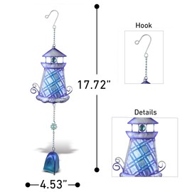 CoTa Global Purple Lighthouse Hanging Sea Glass Wind Chime 17.72 Inch, Nautical Glass Windchime Outdoor Decor for a Harmonic Porch, Patio & Garden, Unique Beach Art Indoor Wind Chime Window Mobile