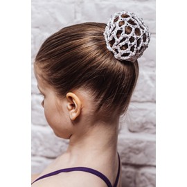 tanzmuster Ballet Bun Net - Mila - with Rhinestones and Scrunchie - White - Knot Net for Thick and Thin Hair - Women and Children