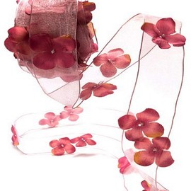 May Arts 1-1/2-Inch Wide Ribbon, Mauve Sheer Flowers