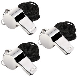 Whistle Stainless Steel Whistle Silver Whistle with Neck Strap Emergency Whistle Stainless Steel Metal Whistle Set of 3 for Competition Supplies Rescue Hiking Rescue Disaster Prevention Referee Soccer
