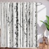 Birch Trees Shower Curtain Abstract Gray White Mottled Trunk Branches
