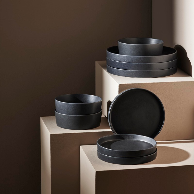 Stone by Mercer Project MODAN 12-Piece Stoneware Dinnerware Set, Plates