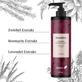 Ebers Stimulating Shampoo without Sulphates 250 ml (Onion, Lavender and Rosemary) Colour Protection with Ingredients of Natural Origin