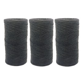 Quotidian Black Natural 3 ply Jute Jute Twine Rolls 1/12" (0.2cm) 1000 Feet - Wrapping Picture Hanging Gardening