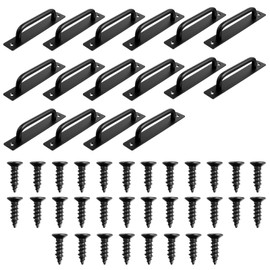 16 Pack Barn Door Handles, 5.8 Inch Aluminum Alloy Cabinet Pulls with Screws for Sliding Doors, Wardrobe, Closet, Shed, Garage, Kitchen, Black