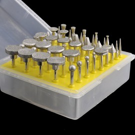 Diamond Burr Set- Ceramics Tile Glass Lapidary Stone Carving Sets Diamond Burs for Rotary Tools includes Dremel 50pc