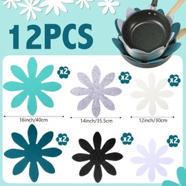 Queekay 12 Pcs Felt Pot and Pan Protectors 12/14/16 Inch Larger Thicker Pan Protector Pads, Colorful Pot Separators for Stacking Cookware Organizing Protecting(Classic Color)