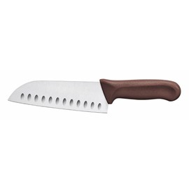 TrueCraftware- 7” Blade Santoku Knife Hollow Ground German Steel with Brown Polypropylene Handle- Razor Sharp Kitchen Chefs Knife for Meat Poultry Cutting Home Kitchen Restaurants