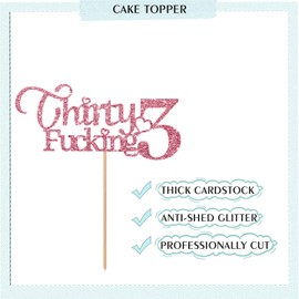 Decoración para tarta de 33 años, color oro rosa, decoración para tarta de cumpleaños o aniversario de 33 años
