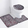 Toilet Mat Set Two Color Stone Texture Flannel Bathroom Rug